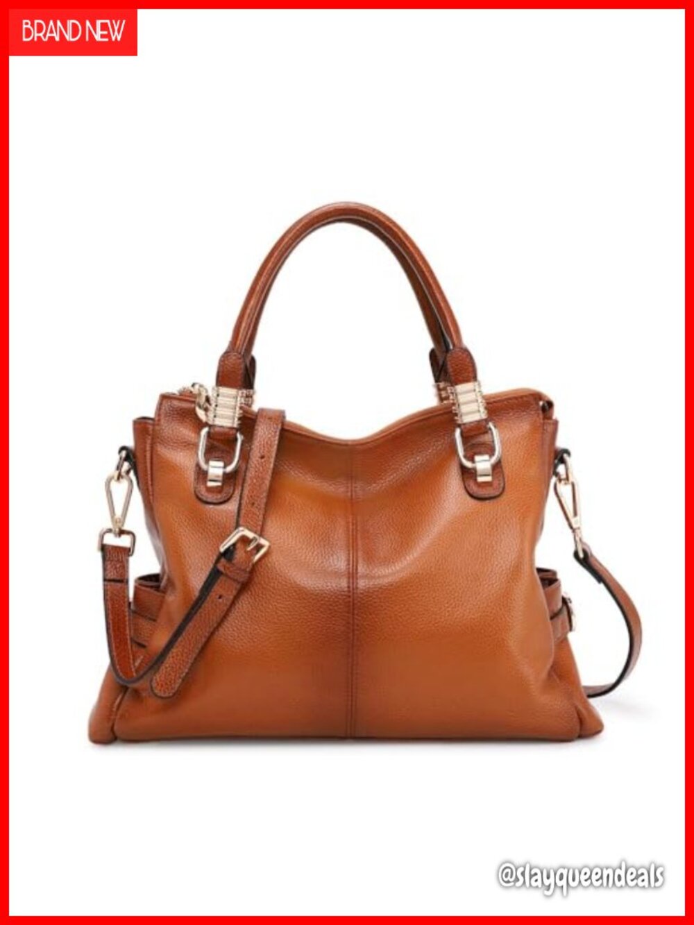 Top Grain Pebbled Cowhide Leather Satchel Tote Shoulder Handbag